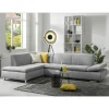 Wohnen Sofas<Wohnzimmer Eckcouch in Hellgrau mit Chrom - Oraina