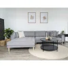 Wohnen Sofas<Wohnzimmer Ecksofa in Hellgrau mit Buche - Lelyo