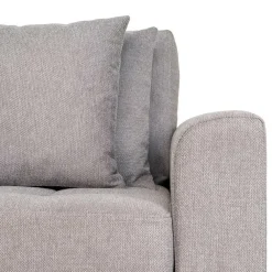Wohnen Sofas<Wohnzimmer Ecksofa in Hellgrau mit Buche - Lelyo
