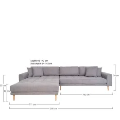 Wohnen Sofas<Wohnzimmer Ecksofa in Hellgrau mit Buche - Lelyo