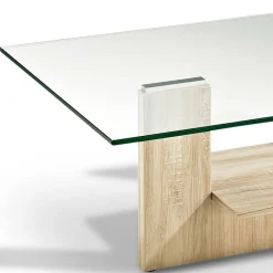 Wohnen Tische<Wohnzimmer Glastisch auf Säulengestell mit Ablage - Durense