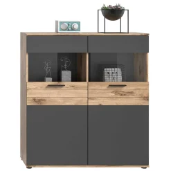 Wohnen Highboards<Wohnzimmer Highboard mit Glaseinsätzen - Lucios