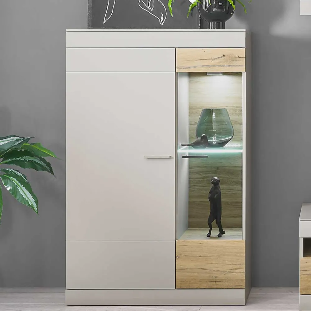 Wohnen Vitrinen<Wohnzimmer Highboard mit Glas Einsatz - Lioscas