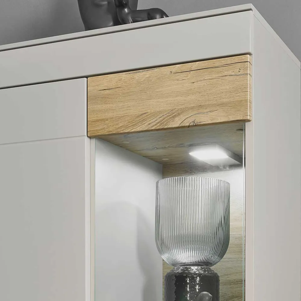 Wohnen Vitrinen<Wohnzimmer Highboard mit Glas Einsatz - Lioscas