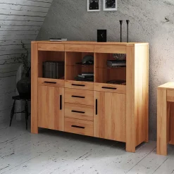 Wohnen Highboards|Kommoden<Wohnzimmer Highboard Mosniak aus Kernbuche Massivholz
