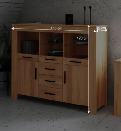 Wohnen Highboards|Kommoden<Wohnzimmer Highboard Mosniak aus Kernbuche Massivholz