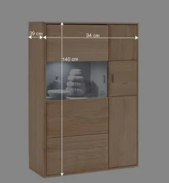 Wohnen Highboards<Wohnzimmer Highboard Vernella aus Eiche Bianco