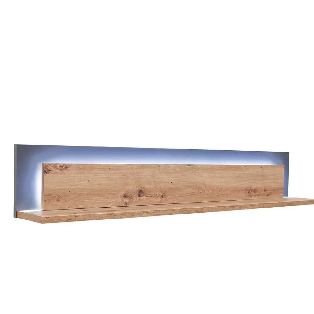 Wohnen Regale<Wohnzimmer Hängeboard in Eichefarben & Grau - Vecenda