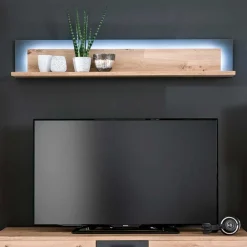 Wohnen Regale<Wohnzimmer Hängeboard in Eichefarben & Grau - Vecenda