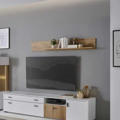 Wohnen Regale<Wohnzimmer Hängeboard in Wildeiche Optik - Nenaloro