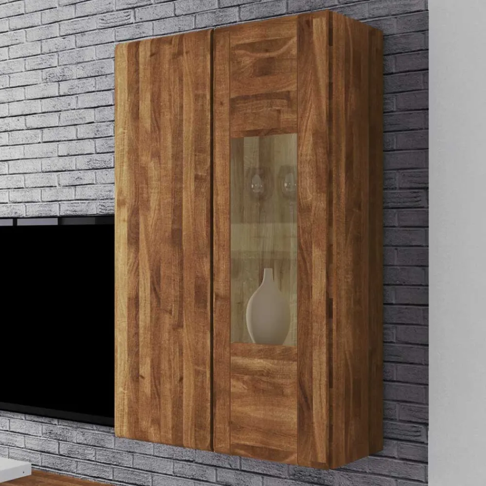 Wohnen Vitrinen<Wohnzimmer Hängevitrine Vaskov aus Wildeiche Massivholz