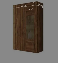 Wohnen Vitrinen<Wohnzimmer Hängevitrine Vaskov aus Wildeiche Massivholz