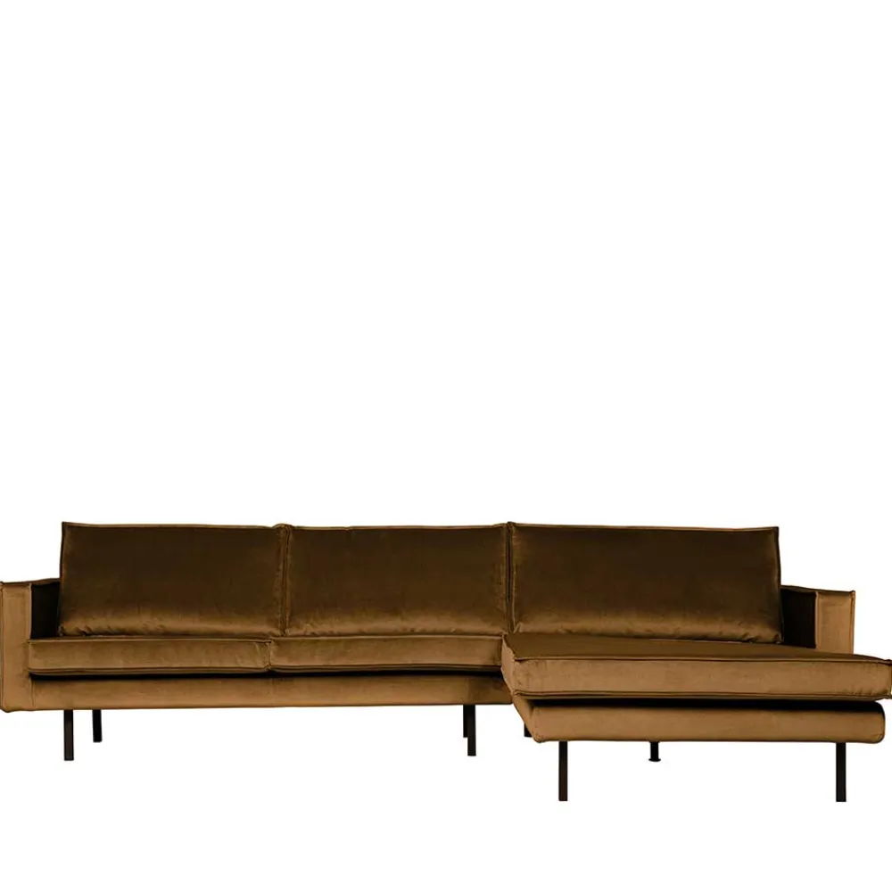 Wohnen Sofas<Wohnzimmer L Couch in Honigfarben Samt - Saguan