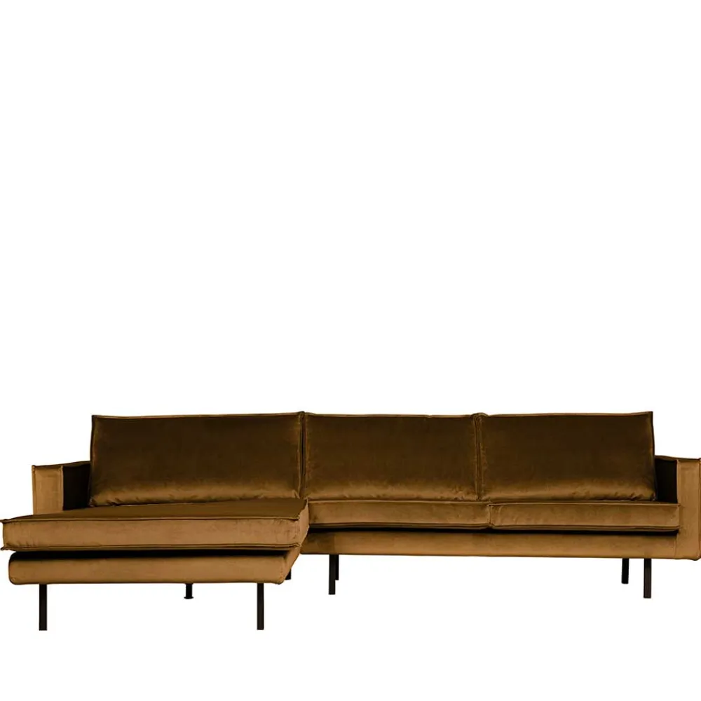 Wohnen Sofas<Wohnzimmer L Couch in Honigfarben Samt - Saguan