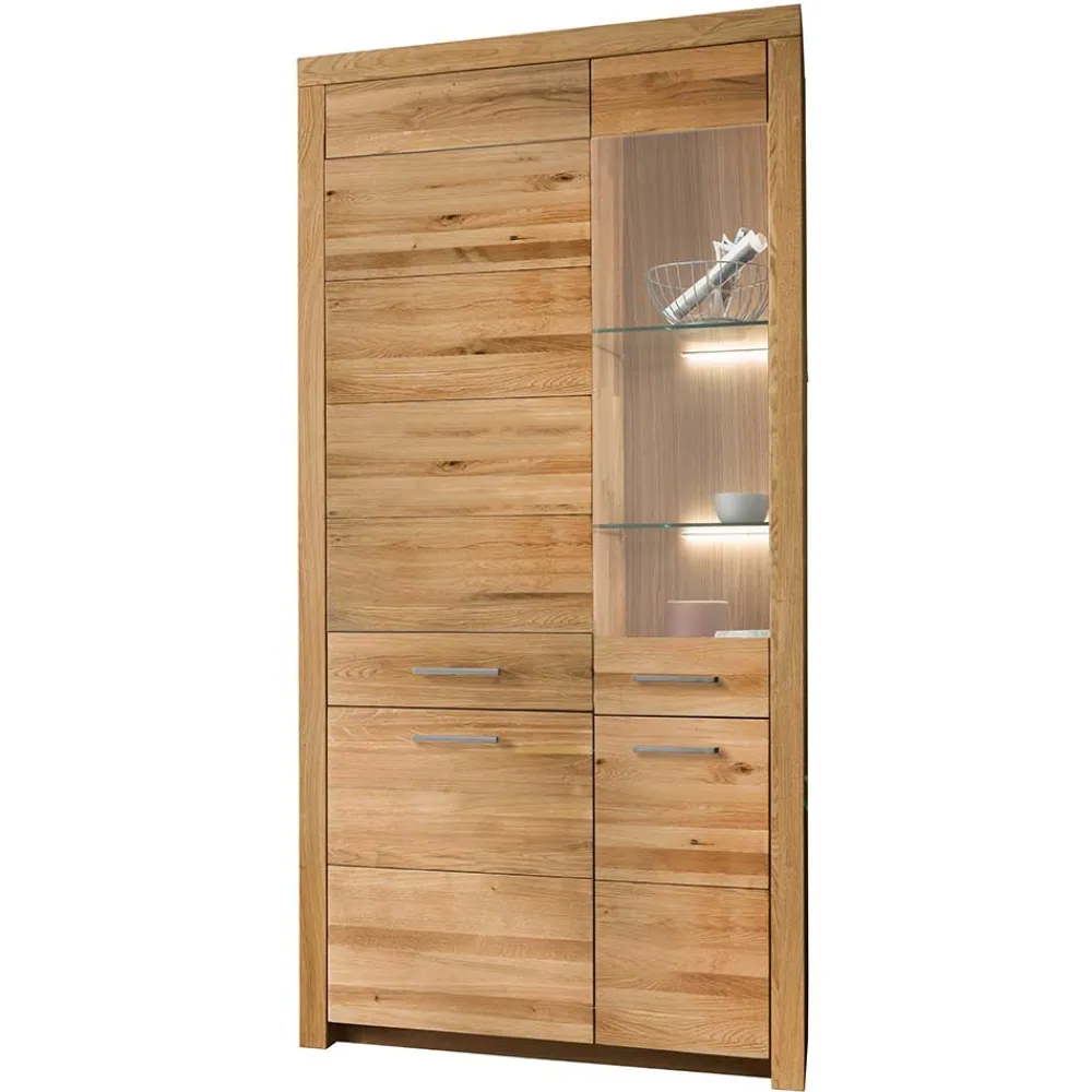 Wohnen Vitrinen<Wohnzimmer Massivholzschrank mit Glas Einsatz - Loitons