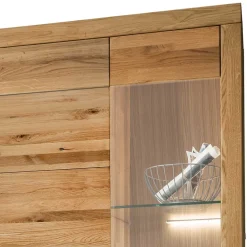 Wohnen Vitrinen<Wohnzimmer Massivholzschrank mit Glas Einsatz - Loitons