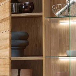 Wohnen Vitrinen<Wohnzimmer Massivholzschrank mit Glas Einsatz - Loitons