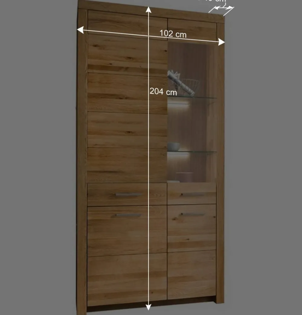 Wohnen Vitrinen<Wohnzimmer Massivholzschrank mit Glas Einsatz - Loitons