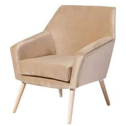 Wohnen Sessel<Wohnzimmer Polstersessel in Beige Samtvelours - Enzuena