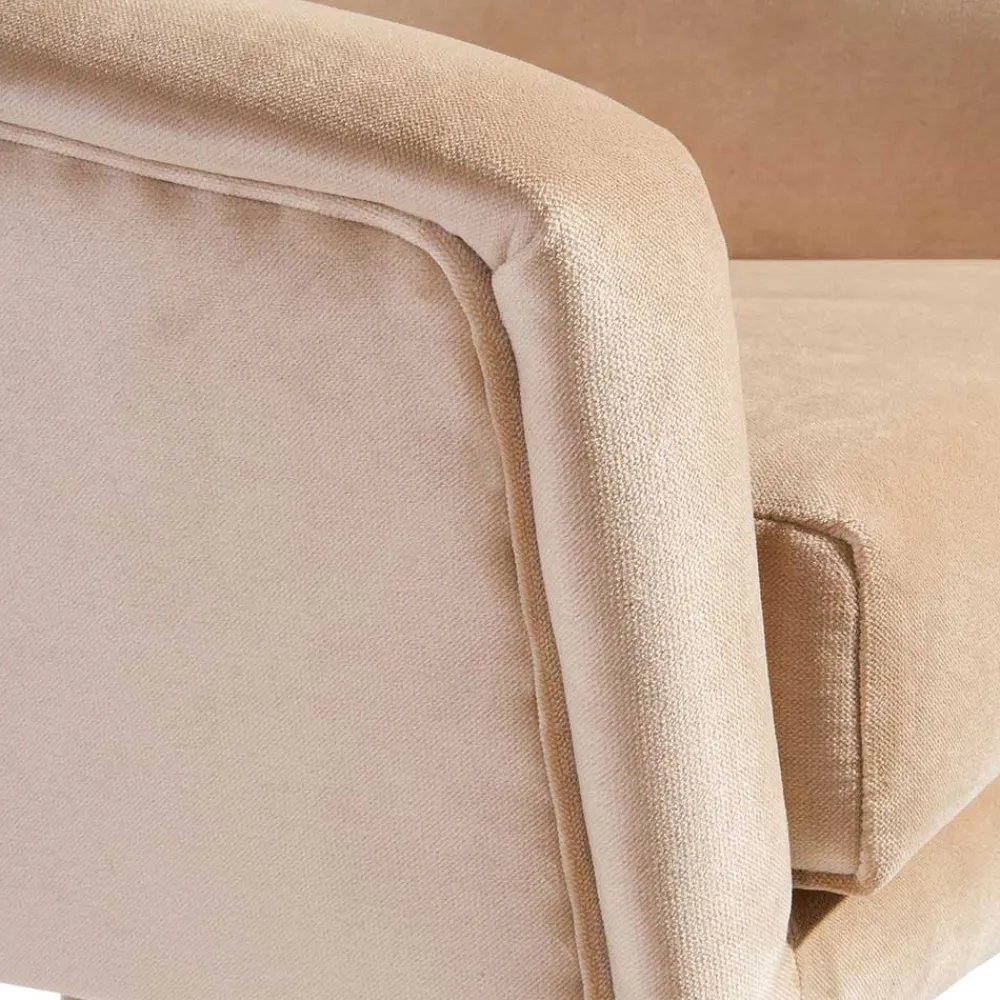 Wohnen Sessel<Wohnzimmer Polstersessel in Beige Samtvelours - Enzuena