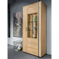 Wohnen Vitrinen<Wohnzimmer Schrank aus Asteiche Massivholz & Glas - Clenza