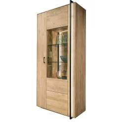 Wohnen Vitrinen<Wohnzimmer Schrank aus Asteiche Massivholz & Glas - Clenza