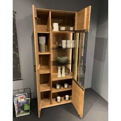 Wohnen Vitrinen<Wohnzimmer Schrank aus Asteiche Massivholz & Glas - Clenza