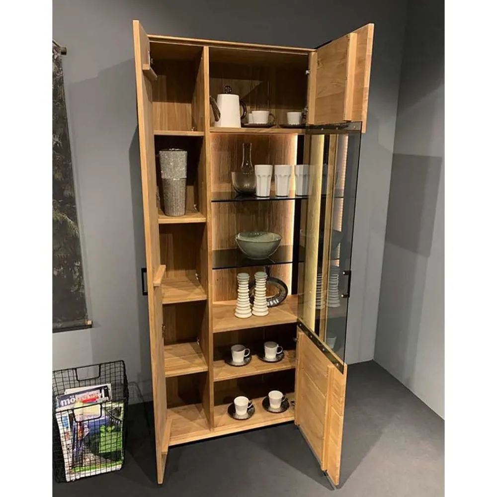 Wohnen Vitrinen<Wohnzimmer Schrank aus Asteiche Massivholz & Glas - Clenza
