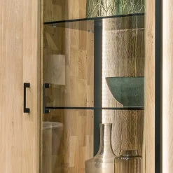 Wohnen Vitrinen<Wohnzimmer Schrank aus Asteiche Massivholz & Glas - Clenza