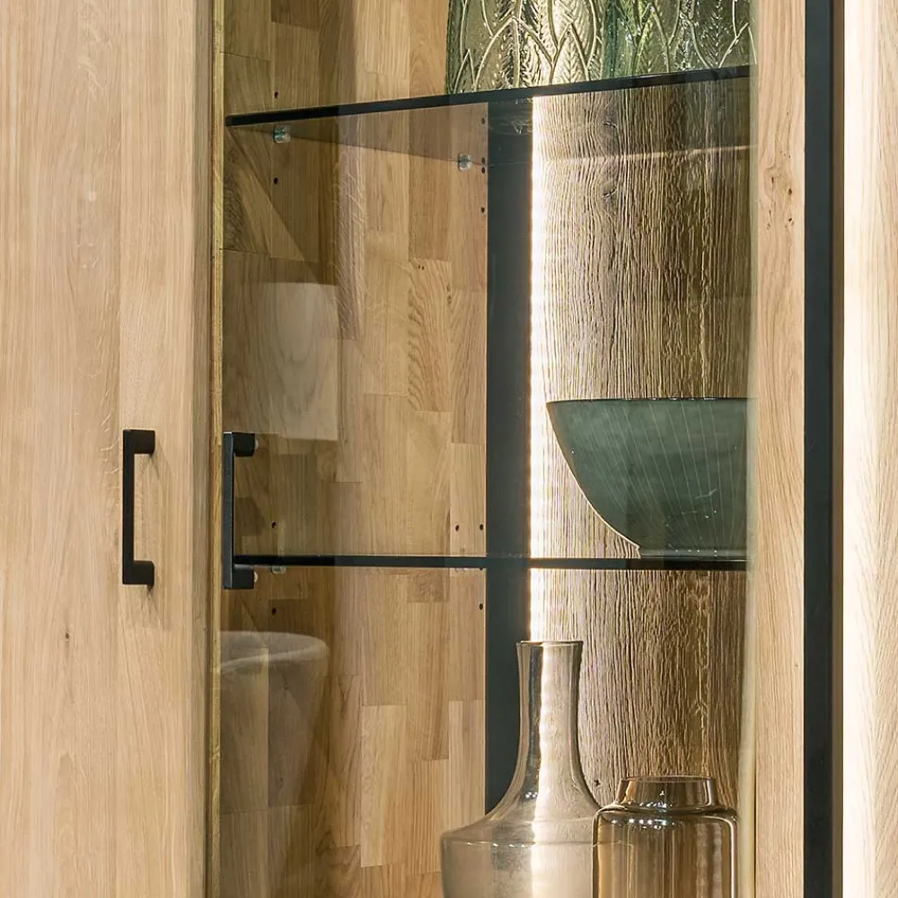 Wohnen Vitrinen<Wohnzimmer Schrank aus Asteiche Massivholz & Glas - Clenza