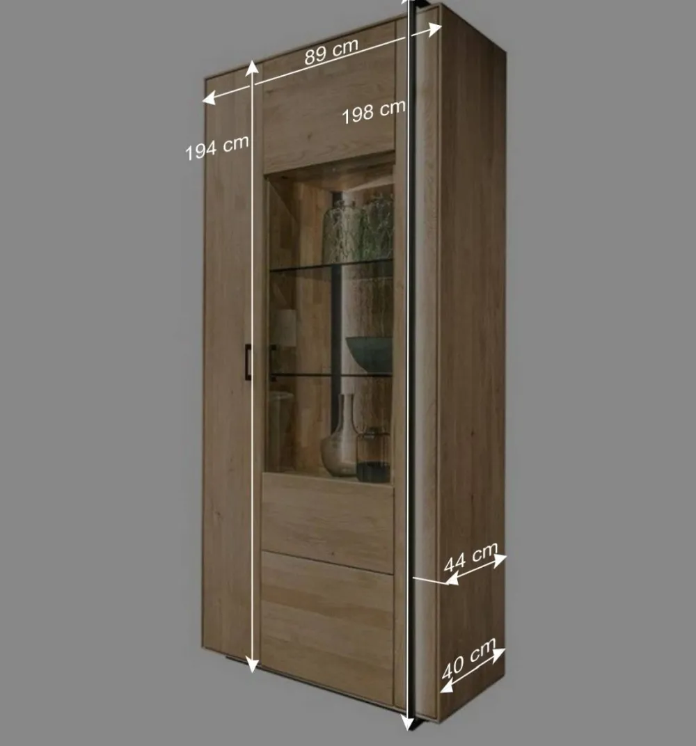 Wohnen Vitrinen<Wohnzimmer Schrank aus Asteiche Massivholz & Glas - Clenza