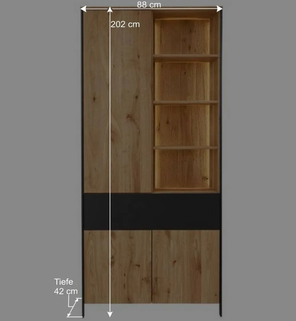 Wohnen Vitrinen<Wohnzimmer Schrank mit Beleuchtung LED - Viligrana