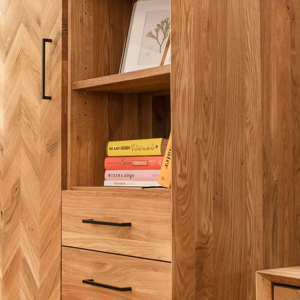 Wohnen Vitrinen<Wohnzimmer Schrank mit Tür Fischgrät Optik - Kerfa