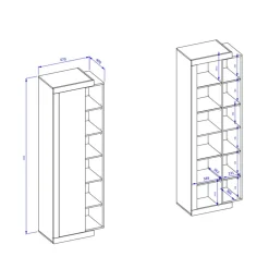 Wohnen Vitrinen|Schränke<Wohnzimmer Schrank mit Tür & sechs Fächern - Milvara