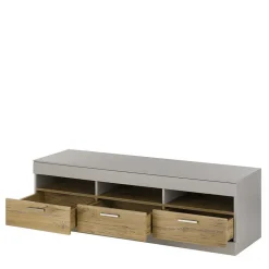 Wohnen Wohnwände<Wohnzimmer Schrank Set in Hellgrau & Zinneiche - Lioscas (vierteilig)