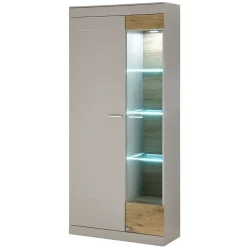 Wohnen Wohnwände<Wohnzimmer Schrank Set in Hellgrau & Zinneiche - Lioscas (vierteilig)