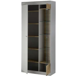 Wohnen Wohnwände<Wohnzimmer Schrank Set in Hellgrau & Zinneiche - Lioscas (vierteilig)