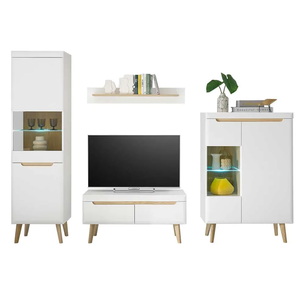 Wohnen Wohnwände<Wohnzimmer Schrankset im Skandi Design - Ginko (vierteilig)