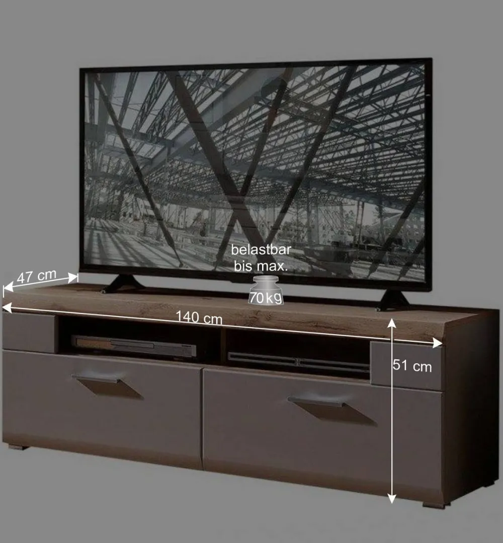 Wohnen Wohnwände<Wohnzimmer Schrankwand Lisepio mit Beleuchtung (fünfteilig)