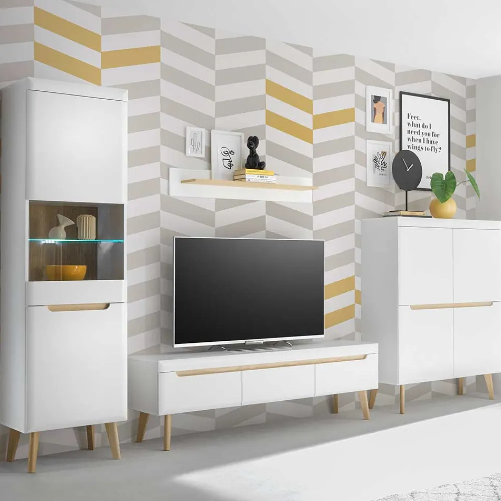 Wohnen Wohnwände<Wohnzimmer Schränke und Wandboard Set - Ginko (vierteilig)