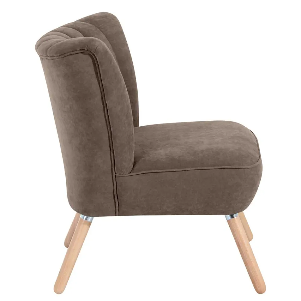 Wohnen Sessel<Wohnzimmer Sessel in Beigegrau Velours - Vomano