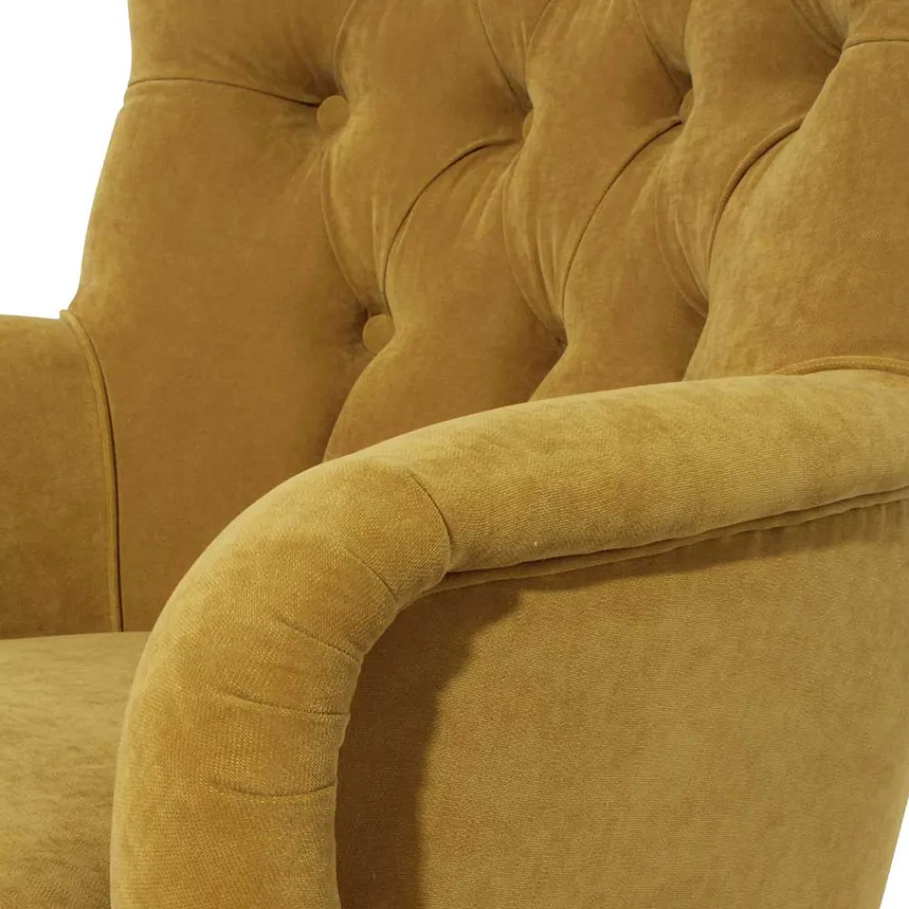 Wohnen Sessel<Wohnzimmer Sessel in Gelb Veloursbezug - Rosario