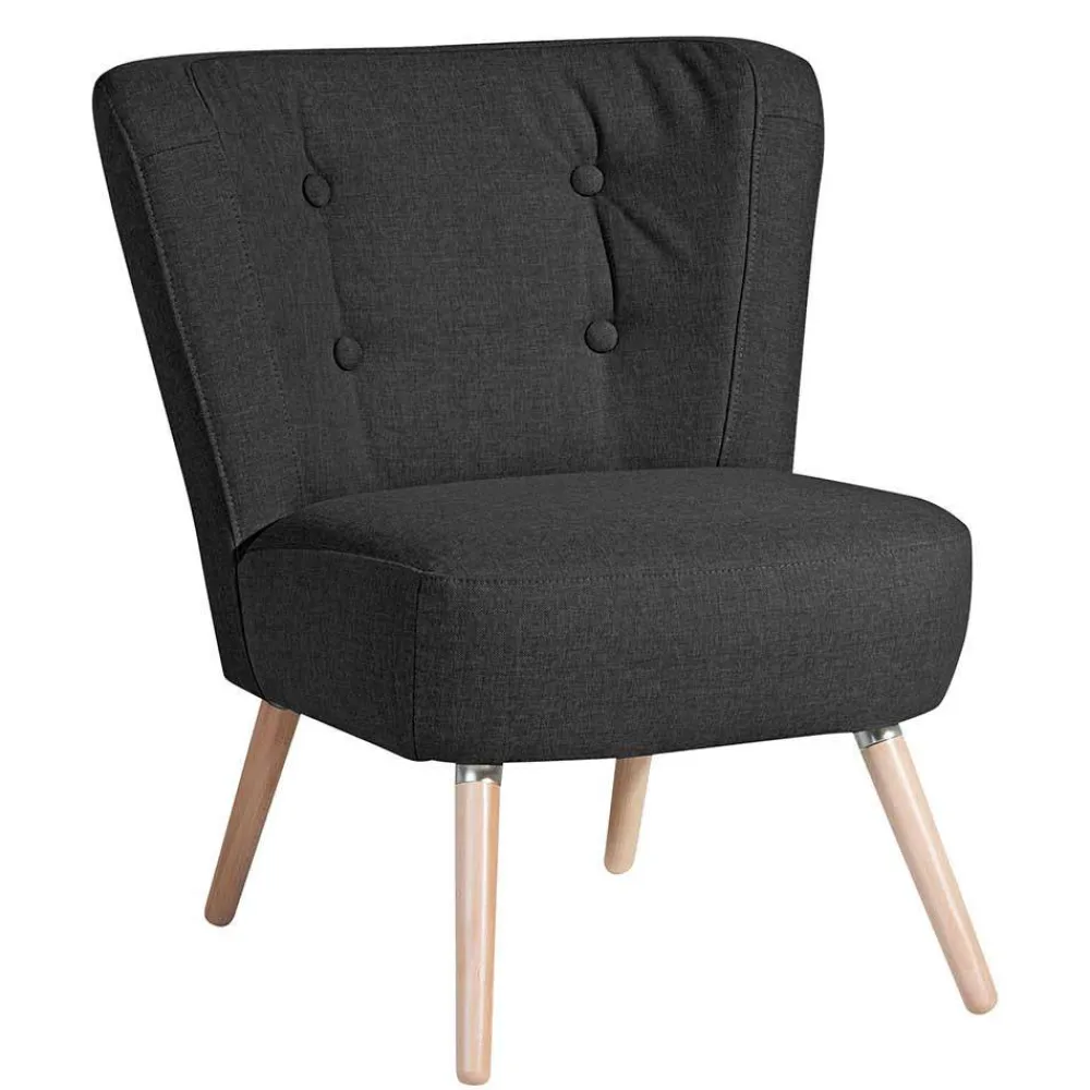 Wohnen Sessel<Wohnzimmer Sessel in Schwarz Stoffbezug - Adaliz