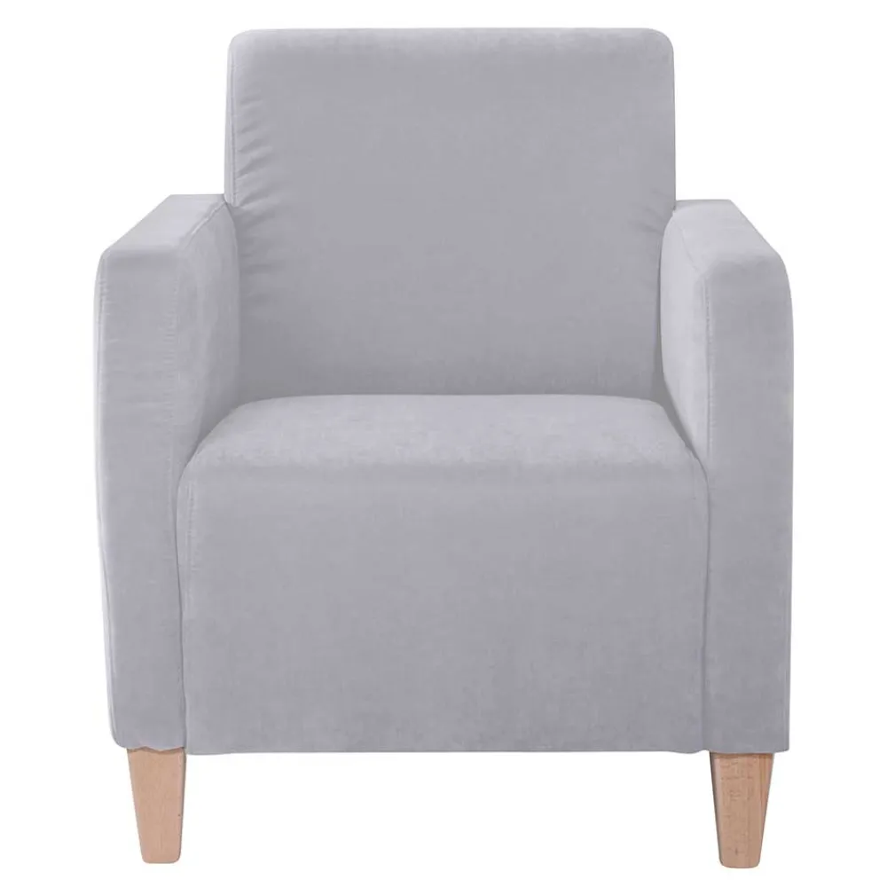 Wohnen Sessel<Wohnzimmer Sessel in Silbergrau und Buche - Terasus