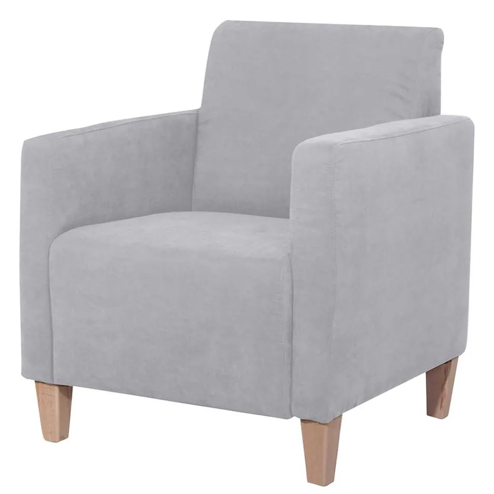 Wohnen Sessel<Wohnzimmer Sessel in Silbergrau und Buche - Terasus
