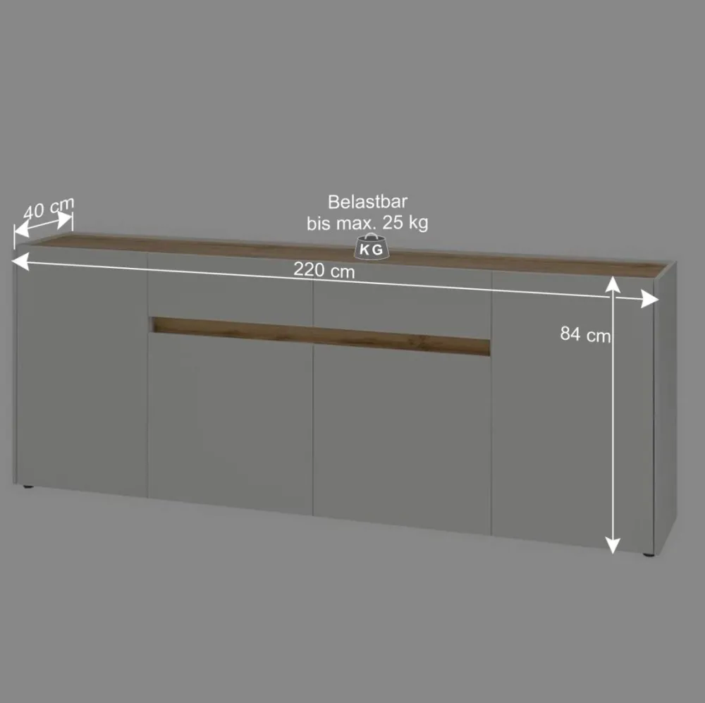 Wohnen Sideboards<Wohnzimmer Sideboard 220 cm breit - Nonessia