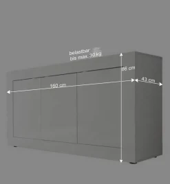 Wohnen Sideboards<Wohnzimmer Sideboard Sogno in Hochglanz Weiß