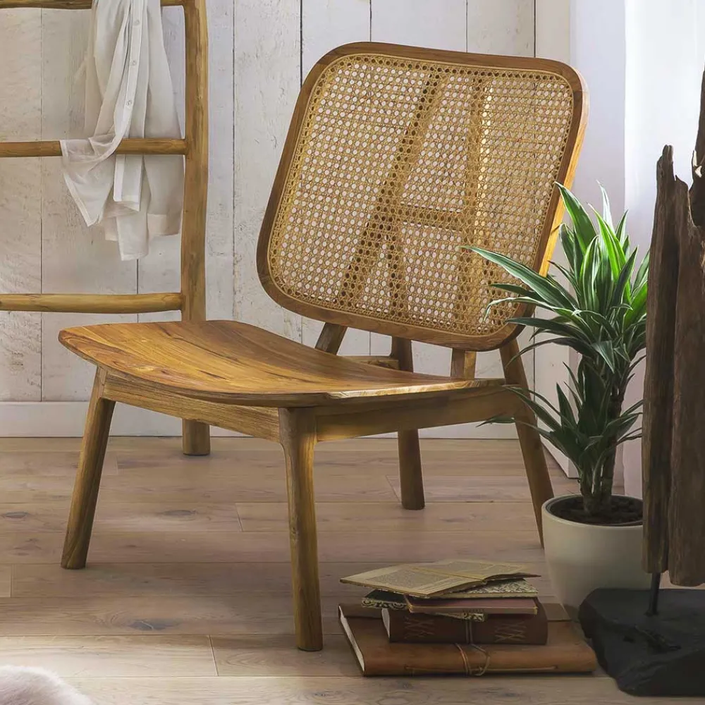 Wohnen Sessel<Wohnzimmer Stuhl aus Teak Massivholz - Vivienno