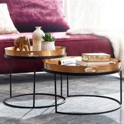 Wohnen Tische<Wohnzimmer Tablett-Tische in Gold - Viborg (zweiteilig)