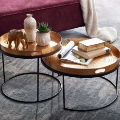 Wohnen Tische<Wohnzimmer Tablett-Tische in Gold - Viborg (zweiteilig)
